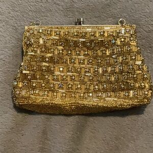 Vintage MAGID gold beaded evening bag/clutch/purse